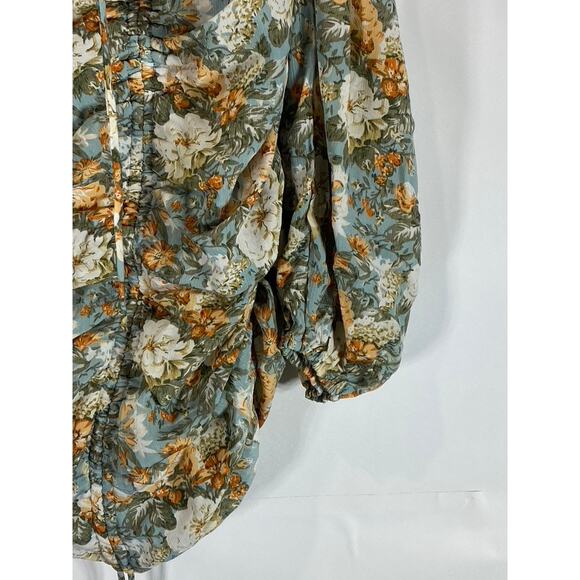 HELLO MOLLY Women's Sage Floral Basque Country Bodycon Ruched Dress SZ 4 - Picture 3 of 15
